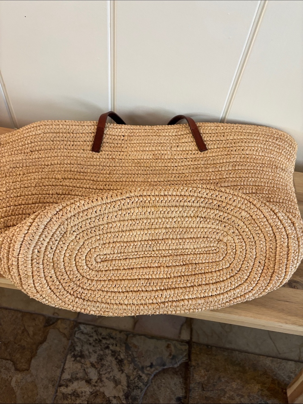 Sezane RARE Jumbo Raffia Tote Floral - Picture 4 of 6